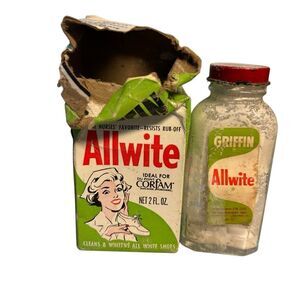 Griffin Allwite Vintage Glass Shoe Cream Bottle & Box